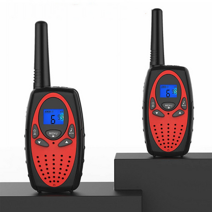 Walkie Talkie Copii si Adulti, Set 2 bucati, VisionHub®, cu Raza Lunga de Actiune, Vox, Blocare taste, Sunet clar, Statie radio camping, drumetii, croaziere, Rosu