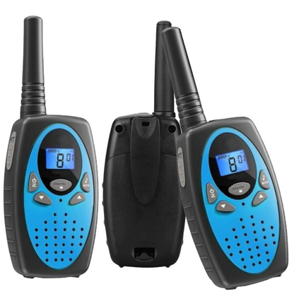 Set 2 statii Walkie Talkie Copii si Adulti, VisionHub®, cu Raza Lunga de Actiune, Vox, Blocare taste, Sunet clar, Statie radio camping, drumetii, excursii, Albastru