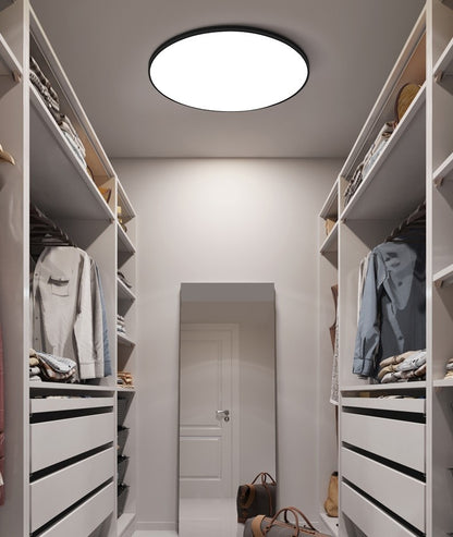 Plafoniera LED Moderna, VisionHub®, Clasa Enegetica A ultra subtire 2cm, pentru interior, in forma rotunda, tri-proof, 38W, lumina alba rece 6500k, diametru 40cm, Negru mat