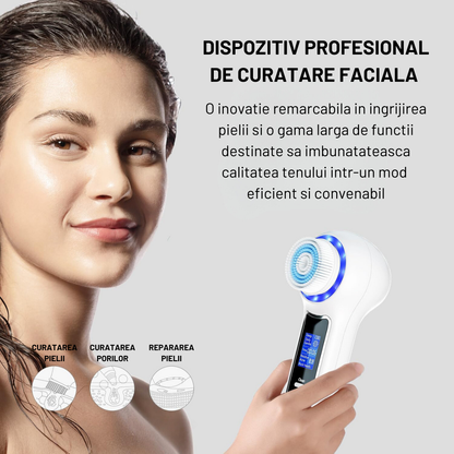 Aparat Profesional pentru Indepartarea punctelor Negre VisionHub®, Perie electrica de curatare faciala 5in1, Afisaj LCD, 3 niveluri de putere, 4 sonde de aspiratie, Indepartarea porilor, Anti-rid, Exfoliere, Demachiant facial, IPX7 Impermeabil