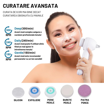 Aparat Profesional pentru Indepartarea punctelor Negre VisionHub®, Perie electrica de curatare faciala 5in1, Afisaj LCD, 3 niveluri de putere, 4 sonde de aspiratie, Indepartarea porilor, Anti-rid, Exfoliere, Demachiant facial, IPX7 Impermeabil