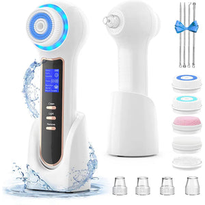 Aparat Profesional pentru Indepartarea punctelor Negre VisionHub®, Perie electrica de curatare faciala 5in1, Afisaj LCD, 3 niveluri de putere, 4 sonde de aspiratie, Indepartarea porilor, Anti-rid, Exfoliere, Demachiant facial, IPX7 Impermeabil
