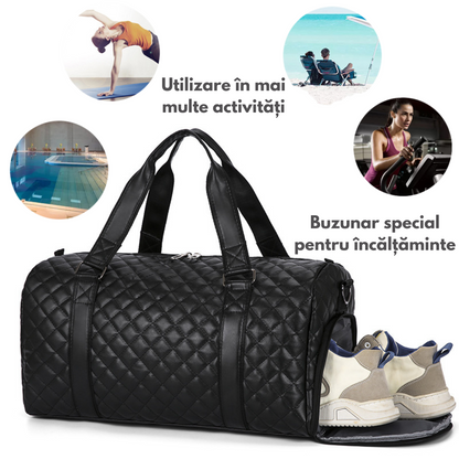 Geanta Smart Business, multifunctionala de Fitness, Sport si Calatorii, Capacitate mare 20L, impermeabila, cu compartiment pentru incaltaminte si buzunar umed-uscat,, ideala pentru sala, inot, yoga, voiaj si calatorii, 42x30x20 cm, Negru