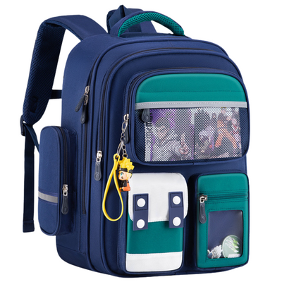 Ghiozdan Scoala, Ergonomic pentru copii - Ultra usor, Compartimente multiple, Rucsac VisionHub®, Antibacterian, Reflectorizant 360°, Capacitate Mare, Protectie Spate si Respirabil, Rezistent la apa, Activitati Zilnice, 42x30x20 cm, Albastru