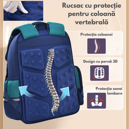 Ghiozdan Scoala, Ergonomic pentru copii - Ultra usor, Compartimente multiple, Rucsac VisionHub®, Antibacterian, Reflectorizant 360°, Capacitate Mare, Protectie Spate si Respirabil, Rezistent la apa, Activitati Zilnice, 42x30x20 cm, Albastru