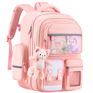 Ghiozdan Scoala, Ergonomic pentru copii - Ultra usor, Compartimente multiple, Rucsac VisionHub®, Antibacterian, Reflectorizant 360°, Capacitate Mare, Protectie Spate si Respirabil, Rezistent la apa, Activitati Zilnice, 42x30x20 cm, Roz