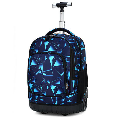 Ghiozdan Troler Multifunctional cu Rotile, Rucsac de Capacitate Mare, Pentru Fete si Baieti, Ideal pentru Scoala si Calatorii, Roti Rezistente, Impermeabil, Sistem troler telescopi, Compartimente multiple, 31x21x48 cm, Albastru