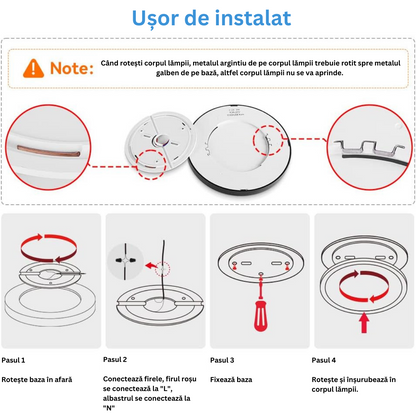 Plafoniera LED Moderna, VisionHub®, Clasa Enegetica A, Ultra subtire 2cm, Aplica pentru interior, in forma rotunda, tri-proof, 38W, 3 Temperaturi de lumina Calda 3000k/ Neutra 4000k/ Rece 6500k, Diametru 40cm, Baie, Dormitor, Bucatarie, Living, Alb