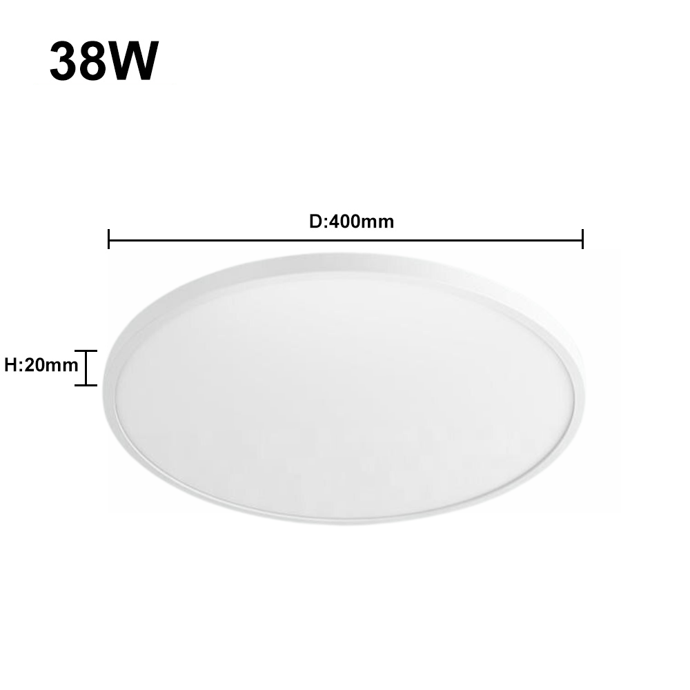 Plafoniera LED Moderna, VisionHub®, Clasa Enegetica A, Ultra subtire 2cm, Aplica pentru interior, in forma rotunda, tri-proof, 38W, 3 Temperaturi de lumina Calda 3000k/ Neutra 4000k/ Rece 6500k, Diametru 40cm, Baie, Dormitor, Bucatarie, Living, Alb