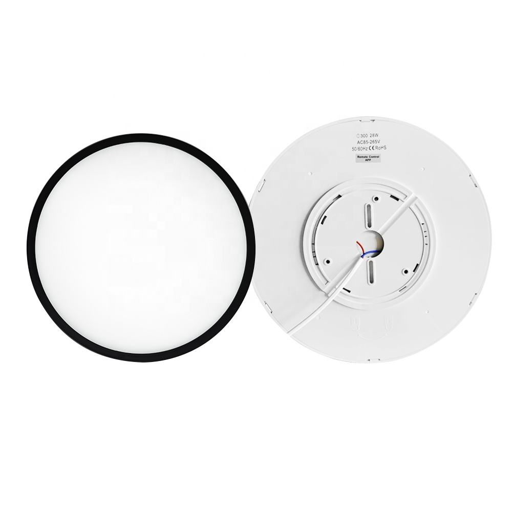 Plafoniera LED Moderna, VisionHub®, Clasa Enegetica A, Ultra subtire 2cm, Aplica pentru interior, in forma rotunda, tri-proof, 38W, 3 Temperaturi de lumina Calda3000k/ Neutra4000k/ Rece6500k, Diametru 40cm, Baie, Dormitor, Bucatarie, Living, Negru
