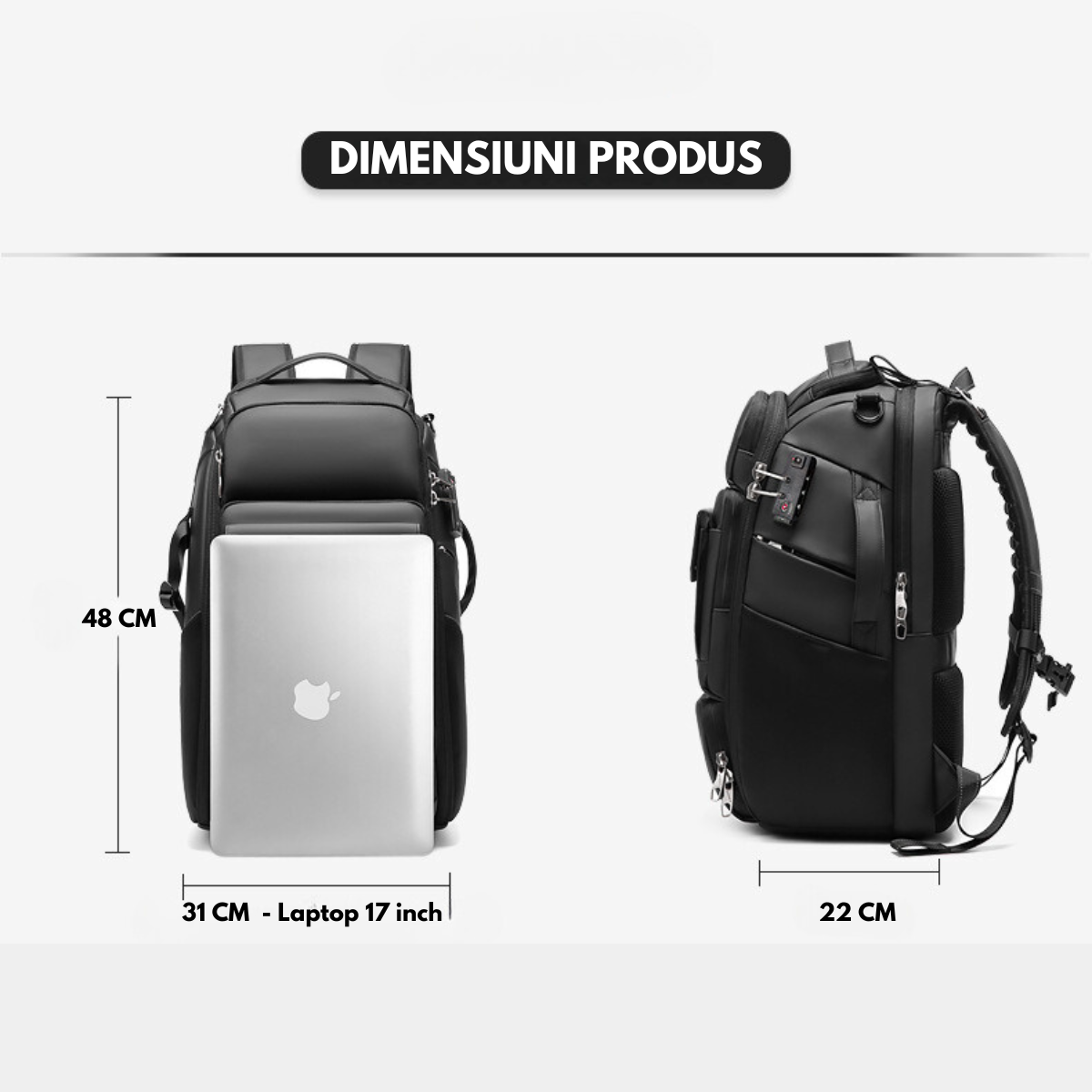 Rucsac Foto - Multifunctional, Geanta pentru Camere Profesionale DSLR - Mirrorless, Camera Sport, Drona, Suport Trepied, obiective si accesorii, cu cifru anti-furt, Spatiu pentru Laptop, Ghiozdan Impermeabil, Buzunare multiple, Capacitate mare, 48x31x22CM