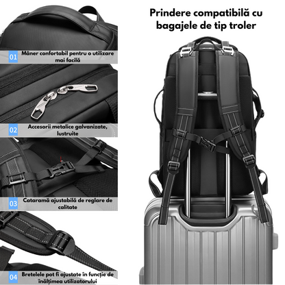 Rucsac Foto - Multifunctional, Geanta pentru Camere Profesionale DSLR - Mirrorless, Camera Sport, Drona, Suport Trepied, obiective si accesorii, cu cifru anti-furt, Spatiu pentru Laptop, Ghiozdan Impermeabil, Buzunare multiple, Capacitate mare, 48x31x22CM