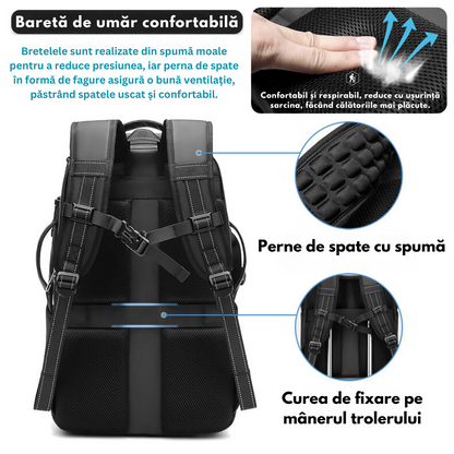 Rucsac Foto - Multifunctional, Geanta pentru Camere Profesionale DSLR - Mirrorless, Camera Sport, Drona, Suport Trepied, obiective si accesorii, cu cifru anti-furt, Spatiu pentru Laptop, Ghiozdan Impermeabil, Buzunare multiple, Capacitate mare, 48x31x22CM