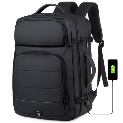 Rucsac pentru Calatorie cu spatiu Laptop 17 inch, Expandabil, Impermeabil, Ideal pentru Zboruri - Compatibil Cabina Avion, Ghiozdan Multifunctional VisionHub®, cu port de incarcare USB, Buzunare multiple, Capacitate mare, 47x19x31 CM