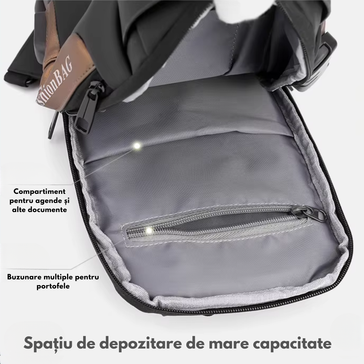 Geanta de Umar sau de Mana pentru Barbati, Borseta Crossbody – Multifunctionala, Sistem Anti-Furt, Compartimente Multiple, Impermeabila, Design Ergonomic cu Port USB Extern, Ideala pentru Calatorii si Utilizare Zilnica, 33x17x9 cm, Gri