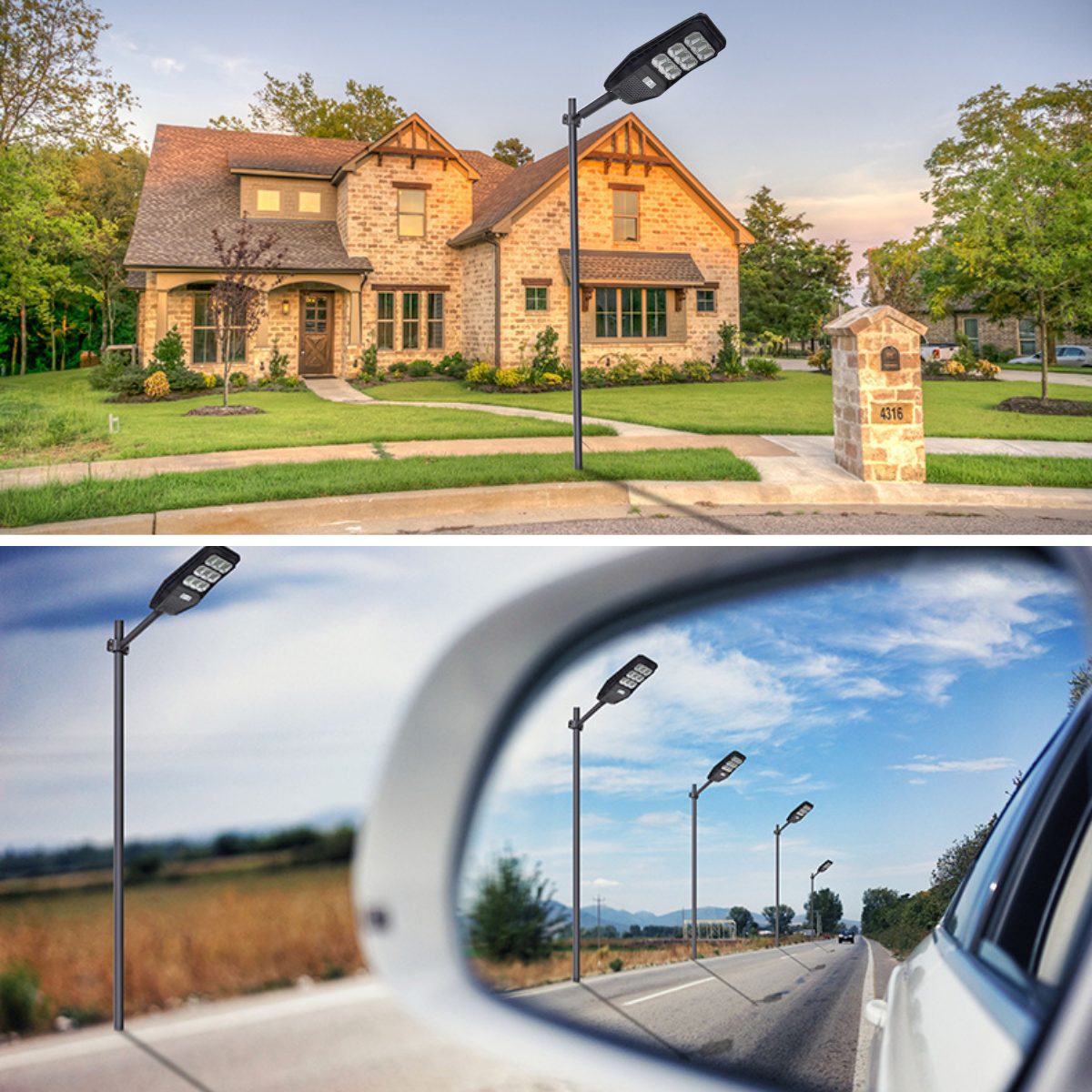 Lampa Solara Stradala 100W, VisionHub®, Proiector cu 360 LED-uri in 9 Casete, Incarcare cu Panou Solar incorporat, Telecomanda, cu Senzor de Miscare, Rezistenta IP67 la Apa, Suport metalic inclus, Negru