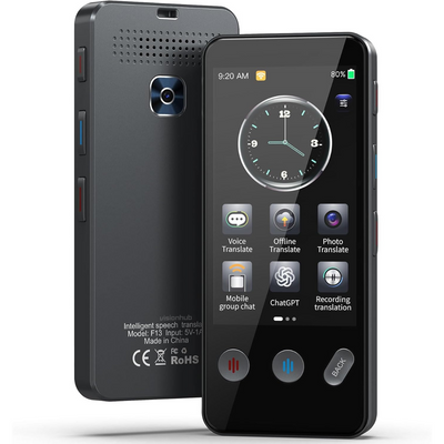 Traducator Inteligent Multifunctional, Wi-Fi, 4G, HotSpot, Inteligenta Artificiala AI ChatGPT, Traducere vocala instantanee online in 142 de limbi Online, 19 limbi Offline, Traducere foto, Ecran tactil, Translator text, Reportofon, Dictionar