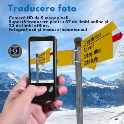 Traducator Inteligent Multifunctional, Wi-Fi, 4G, HotSpot, Inteligenta Artificiala AI ChatGPT, Traducere vocala instantanee online in 142 de limbi Online, 19 limbi Offline, Traducere foto, Ecran tactil, Translator text, Reportofon, Dictionar