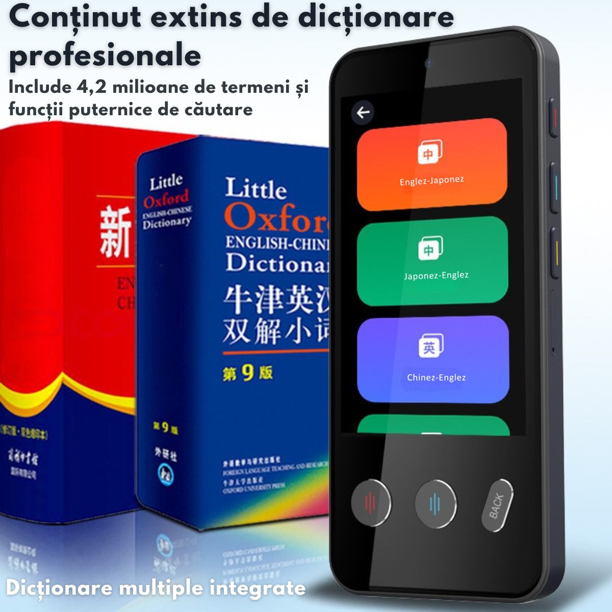 Traducator Inteligent Multifunctional, Wi-Fi, 4G, HotSpot, Inteligenta Artificiala AI ChatGPT, Traducere vocala instantanee online in 142 de limbi Online, 19 limbi Offline, Traducere foto, Ecran tactil, Translator text, Reportofon, Dictionar