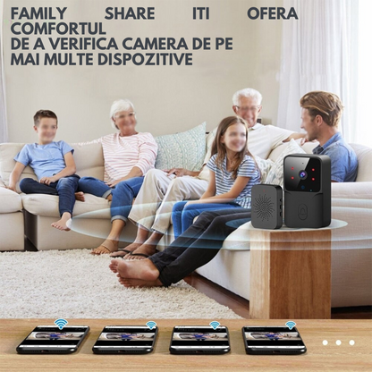 Sonerie Wireless cu Video, Interfon Smart fara fir VisionHub®, Camera Video 1080P HD cu Vedere nocturna, Impermeabila IP65, convorbire in 2 sensuri, control la distanta prin aplicatie Tuya Android/iOS, WiFi, Raza de actiune 150m, Alerta Vizuala 3M, Negru