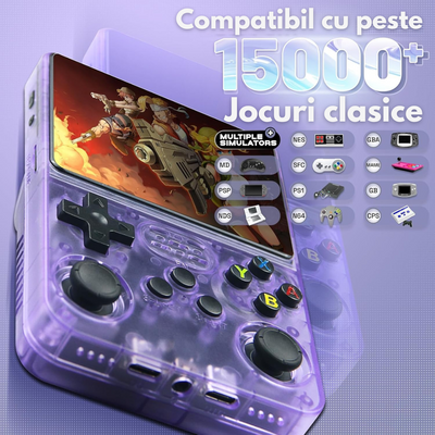 Consola Gaming portabila cu 15.000+ Jocuri Clasice, VisionHub®, Ecran HD 3.5'', 128GB Stocare, Joystick-uri 3D, Multiplayer Wireless, Iesire Video/Audio, Design Compact si Performanta Maxima, Mov