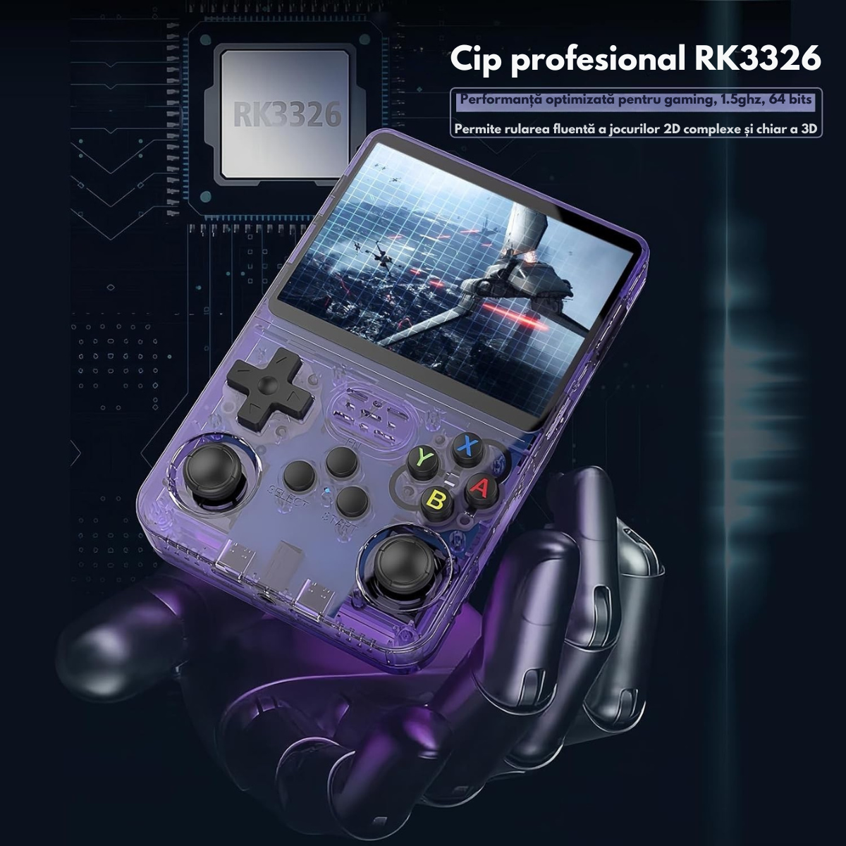 Consola Gaming portabila cu 15.000+ Jocuri Clasice, VisionHub®, Ecran HD 3.5'', 128GB Stocare, Joystick-uri 3D, Multiplayer Wireless, Iesire Video/Audio, Design Compact si Performanta Maxima, Mov