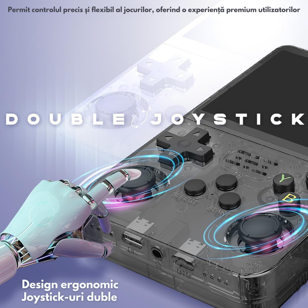 Consola Gaming portabila cu 15.000+ Jocuri Clasice, VisionHub®, Ecran HD 3.5'', 128GB Stocare, Joystick-uri 3D, Multiplayer Wireless, Iesire Video/Audio, Design Compact si Performanta Maxima, Negru