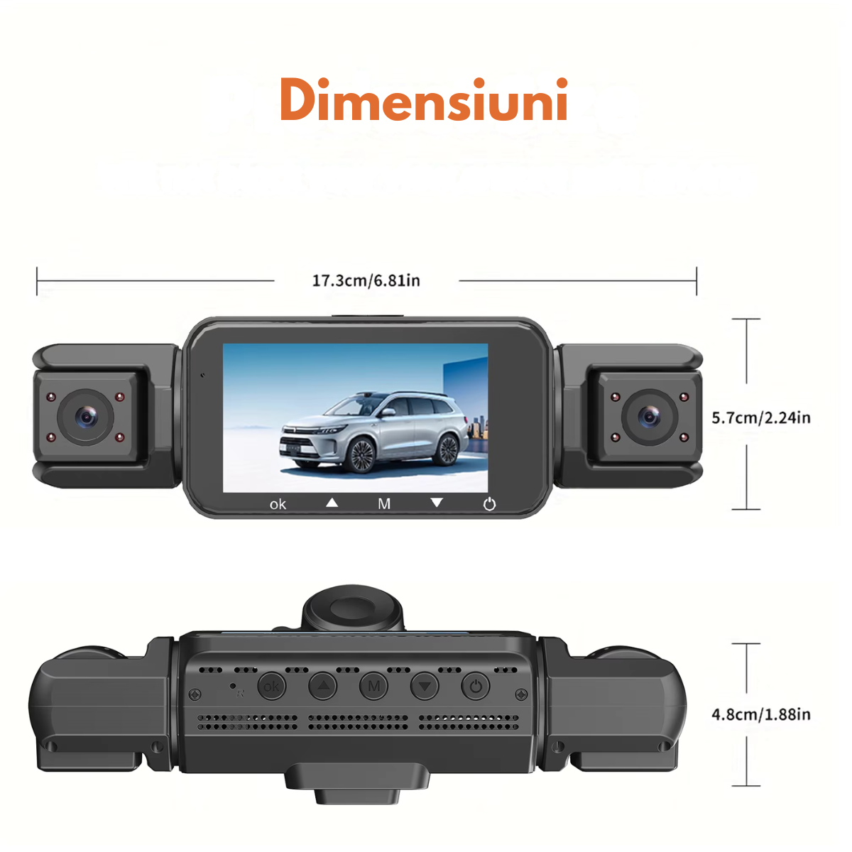 Camera de bord pentru masina cu 4 canale 360° – FHD 1080P, VisionHub®, WIFI + GPS, Monitorizare PARCARE 24h, G-Senzor, Aplicatie Telefon, Night Vision, Inregistrare in bucla, Ecran IPS 3 Inch, DVR cu Camera Fata + Spate + Stanga + Dreapta, Card 32Gb