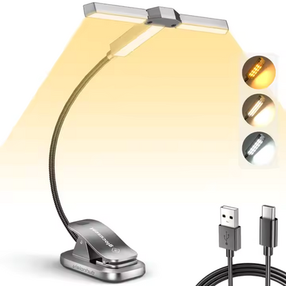 Lampa Pentru Citit Carte, Reader Buddy cu 3 capete Reglabile pentru Lectura, 27 x LED Super Bright, 3 Culori, Rece, Cald, Neutru, 5 Nivele Intensitate, 100 De Ore, Acumulator 1000 mAh, Reincarcabila, Temporizator, Negru
