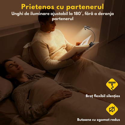 Lampa Pentru Citit Carte, Reader Buddy cu 3 capete Reglabile pentru Lectura, 27 x LED Super Bright, 3 Culori, Rece, Cald, Neutru, 5 Nivele Intensitate, 100 De Ore, Acumulator 1000 mAh, Reincarcabila, Temporizator, Negru