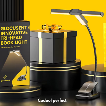 Lampa Pentru Citit Carte, Reader Buddy cu 3 capete Reglabile pentru Lectura, 27 x LED Super Bright, 3 Culori, Rece, Cald, Neutru, 5 Nivele Intensitate, 100 De Ore, Acumulator 1000 mAh, Reincarcabila, Temporizator, Negru