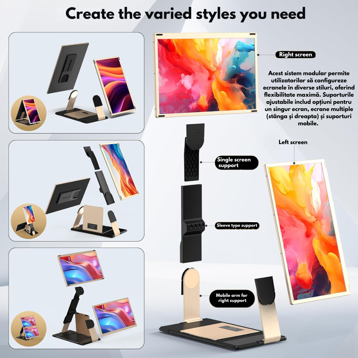 Triple Screen Extender for 13"-17.3" Laptops, 15.6" Full HD 1080P IPS Display, VisionHub®, Compatible with Windows/Mac/Linux, Portable and Multifunctional Design, USB-C and Mini HDMI Ports, Plug & Play