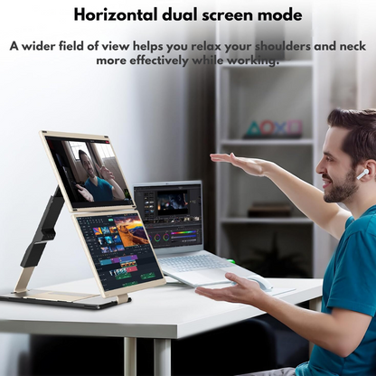 Triple Screen Extender for 13"-17.3" Laptops, 15.6" Full HD 1080P IPS Display, VisionHub®, Compatible with Windows/Mac/Linux, Portable and Multifunctional Design, USB-C and Mini HDMI Ports, Plug & Play
