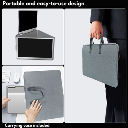 Quad-Screen Expandable and Portable for Laptop, 3 x 14" Full HD 1200P Screens, 100% sRGB, Foldable and Rotatable 360°, Compatible with 13"-17.3" Laptops, Windows and macOS, Complete Workstation for Multitasking