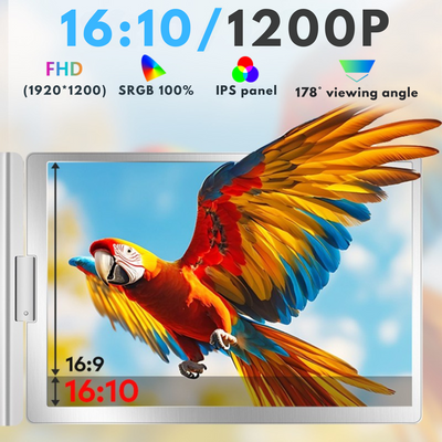 Quad-Screen Expandable and Portable for Laptop, 3 x 14" Full HD 1200P Screens, 100% sRGB, Foldable and Rotatable 360°, Compatible with 13"-17.3" Laptops, Windows and macOS, Complete Workstation for Multitasking