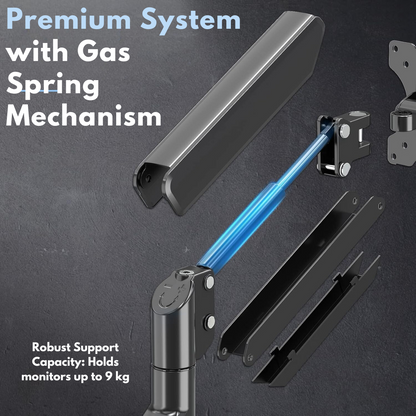 Monitor Stand for Desk, Multifunctional with Adjustable Arm, Included Mounting Bracket, Compatible with 13"-32" Screens, Up to 9kg, Cable Organizer, VESA 100x100/75x75, Clamp/Screw Mounting on Desk, Elegant and Modern Design, Black