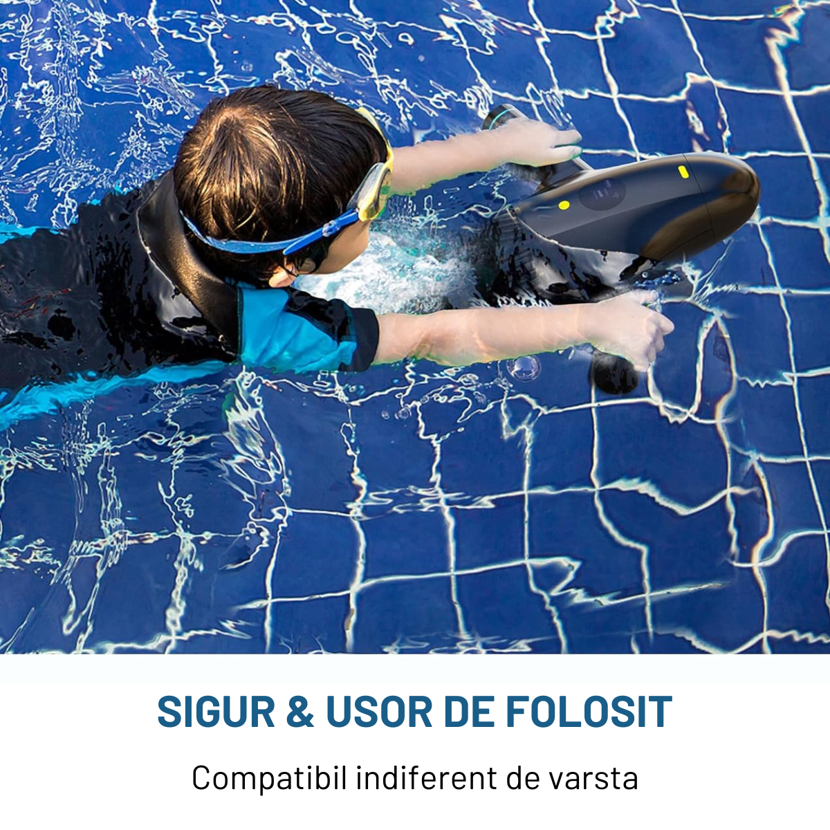 Scuter subacvatic VisionHub®, SEASCOOTER Stermay M1, Suport camera de actiune, Manere detasabile, cu suport pentru Paddleboard/ placi de surf SUP, pentru piscina, scufundari si snorkeling
