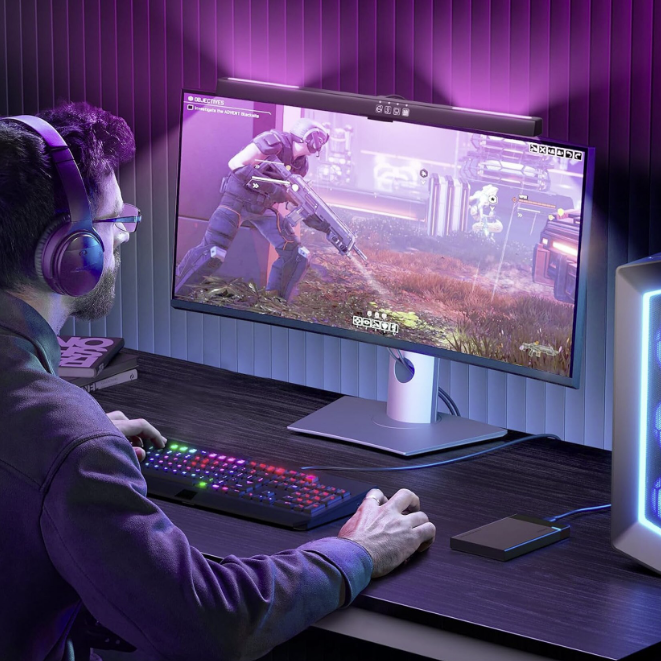 Lampa LED pentru monitor, RGB Gaming Backlight, VisionHub®, Reglabila cu 7 culori, Reglare temperatura lumina 2900k-6200k, USB, touch control, Intesitate Ajustabila, 40 CM