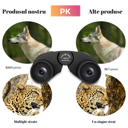 Binoclu compact, Viziune de zi/noapte, VisionHub®, Vedere nocturna in luminozitate scazuta, Rezistent La Apa, Pentru Adulti Si Copii, Observarea Pasarilor, Vanatoare, Calatorii, Negru