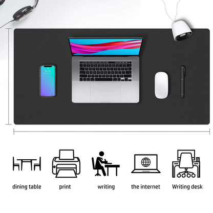 MousePad mare, din Piele PU pentru protectie birou, VisionHub®, Suprafata moale, Impermeabil, Baza Anti-Alunecare, 80x40cm, Negru