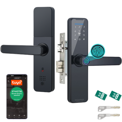 Incuietoare Inteligenta wireless, Yala cu Aplicatie Tuya, VisionHub®, Control de la Distanta, WiFi, 5 moduri de Acces, Cod PIN, Amprenta, 2 Chei, 2 Cartele, Broasca inclusa