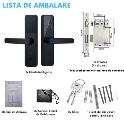 Incuietoare Inteligenta wireless, Yala cu Aplicatie Tuya, VisionHub®, Control de la Distanta, WiFi, 5 moduri de Acces, Cod PIN, Amprenta, 2 Chei, 2 Cartele, Broasca inclusa
