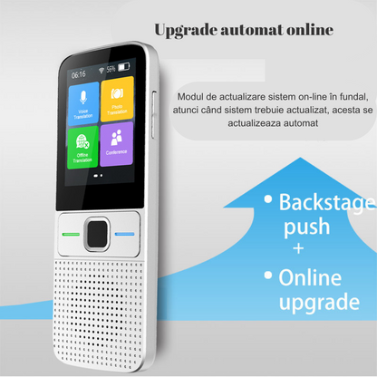 Traducator inteligent Vocal Digital Bidirectional cu peste 137 Limbi Online si Offline, VisionHub®, Translator in timp real, voce, text, fotografii, Wi-fi, ecran tactil de 2,4 inchi, 8Gb, Alb