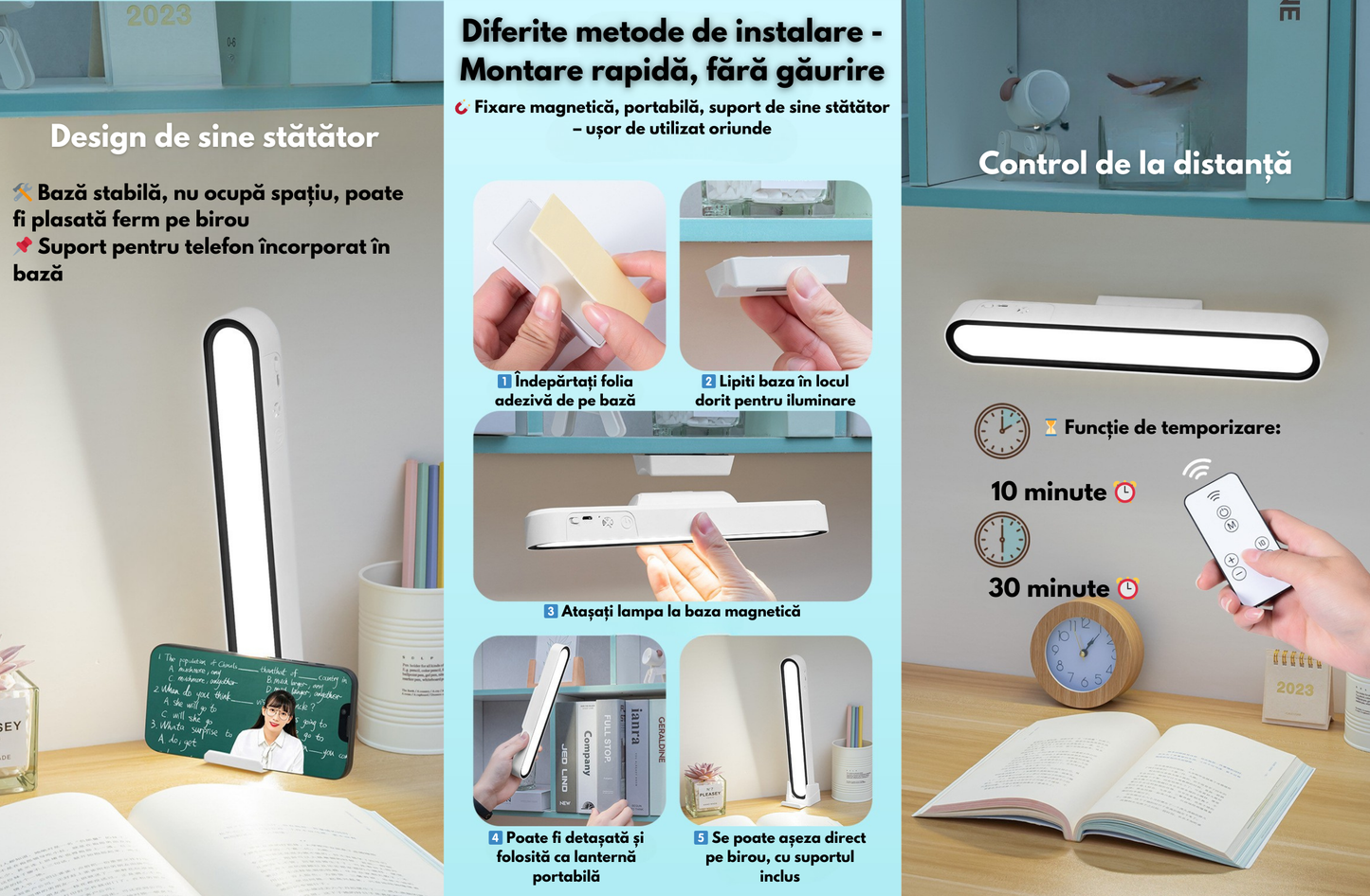 Antemergator Multifunctional, cu panou Educational si Telecomanda cu melodii, Masuta interactiva detasabila, 2 in 1 cu Sunete si Lumini, Albastru
