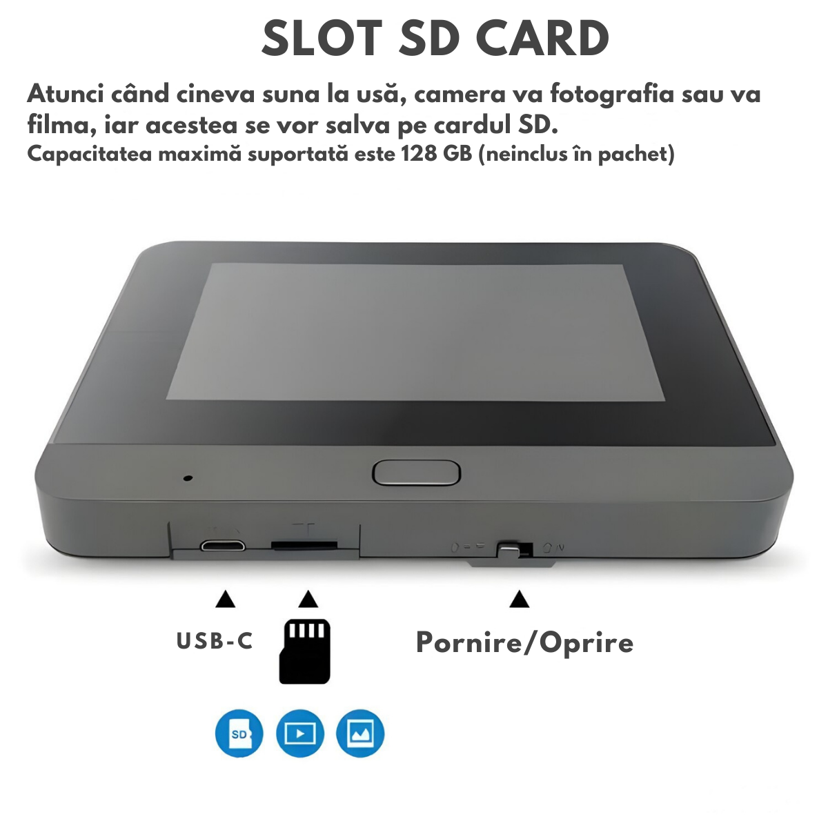 Vizor Video Inteligent Wi-Fi cu Sonerie, Interfon cu Camera HD 1080P, VisionHub®, 2MP, Ecran LCD 4.3-inch, Video Call cu Audio Bidirectional, Senzor Miscare PIR, Viziune Nocturna, Baterie 5000mAh, Suport Card SD & Aplicatie Mobila, Supraveghere 24/7