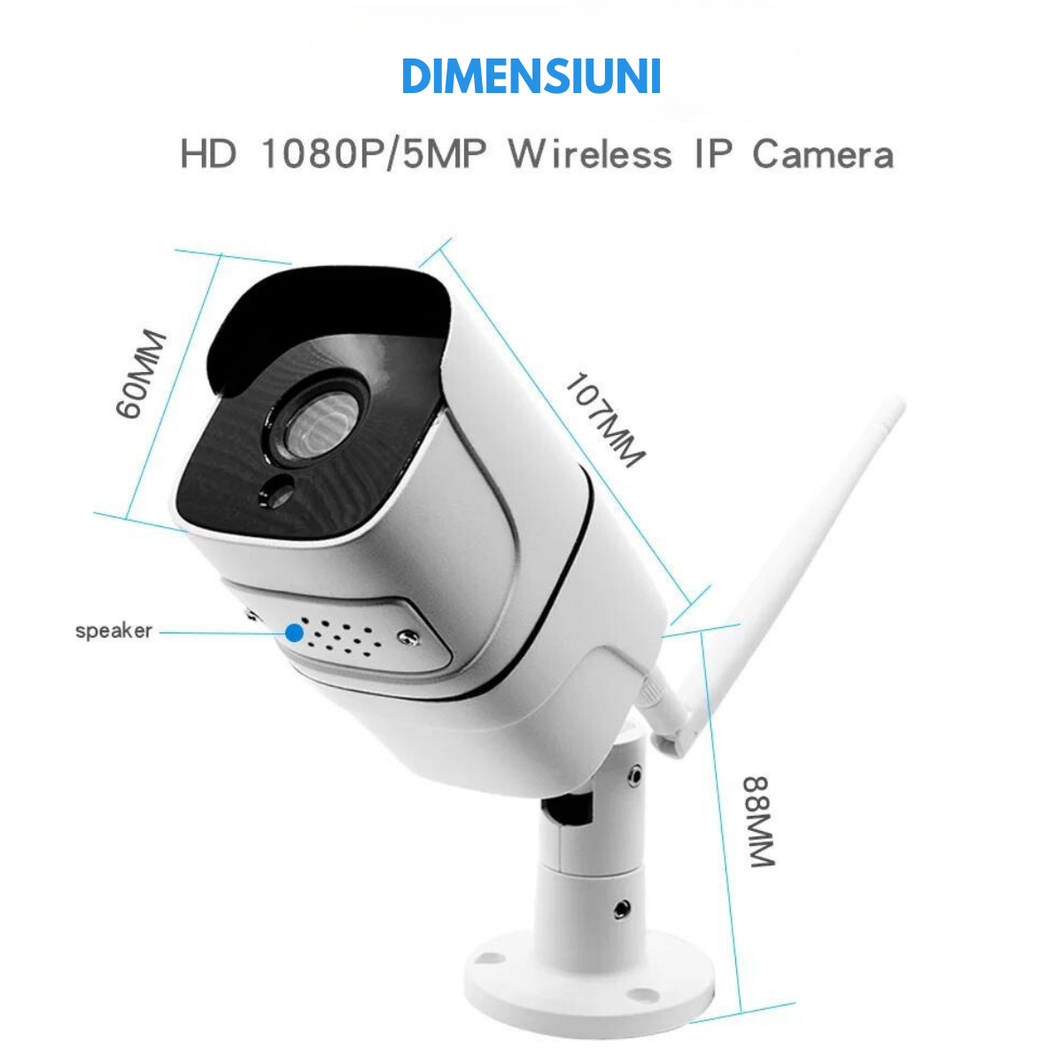 Camera Supraveghere Wireless Exterior / Interior, 5MP, VisionHub®, Conectare Telefon, WIFI, 1080P FullHD, Tuya, Comunicare bidirectionala, alarma, Senzor miscare, Night vision & Infrarosu, Rezistenta la apa, Carcasa din metal