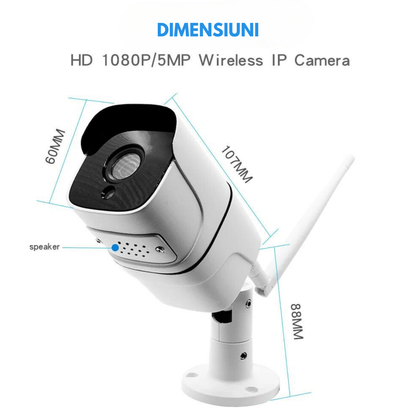 Camera Supraveghere Wireless Exterior / Interior, 5MP, VisionHub®, Conectare Telefon, WIFI, 1080P FullHD, Tuya, Comunicare bidirectionala, alarma, Senzor miscare, Night vision & Infrarosu, Rezistenta la apa, Carcasa din metal