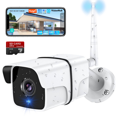 Camera Supraveghere Wireless Exterior / Interior, 5MP, VisionHub®, Conectare Telefon, WIFI, 1080P FullHD, Tuya, Comunicare bidirectionala, alarma, Senzor miscare, Night vision & Infrarosu, Rezistenta la apa, Carcasa din metal