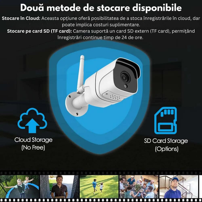 Camera Supraveghere Wireless Exterior / Interior, 5MP, VisionHub®, Conectare Telefon, WIFI, 1080P FullHD, Tuya, Comunicare bidirectionala, alarma, Senzor miscare, Night vision & Infrarosu, Rezistenta la apa, Carcasa din metal
