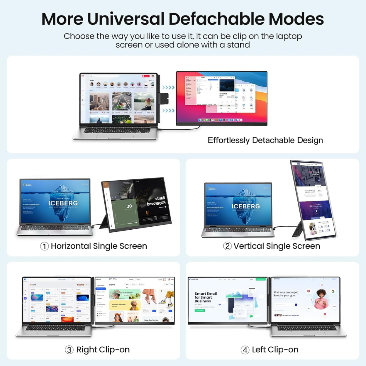 Portable Extendable Monitor Qova® 15.6", FHD IPS Display for 13"-17.3" Laptops, Ultra-Slim Design, 1080p, USB-C/HDMI, External Screen for Laptop, Gaming, Office, Travel, Compatible with Windows/Mac/Linux/Switch/PS5, Plug & Play